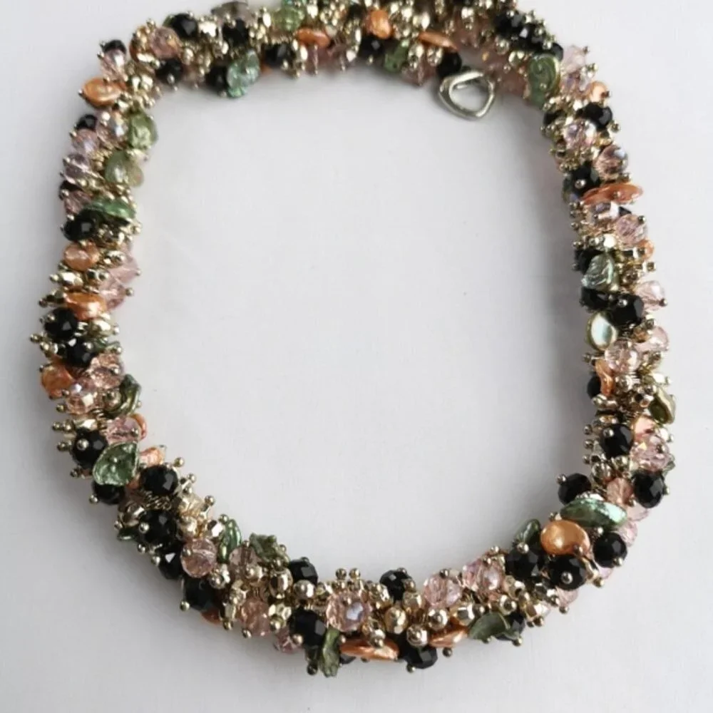 sold Keshi Pearl and crystal necklace in sterling silver ๐ - Picture 8 of 8
